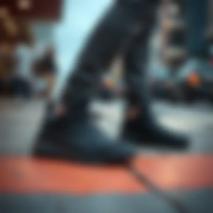 Lifestyle shots of black sports shoes in urban settings