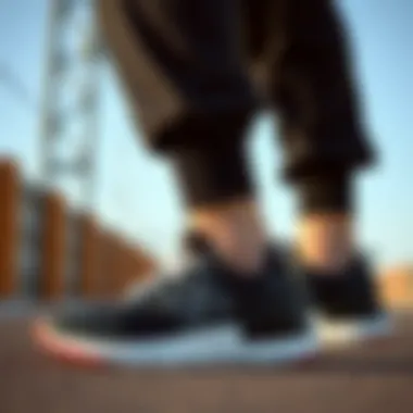 Variety of black sports footwear showcased