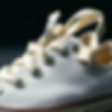 Close-up view of Converse Chuck Taylor detailing and stitching