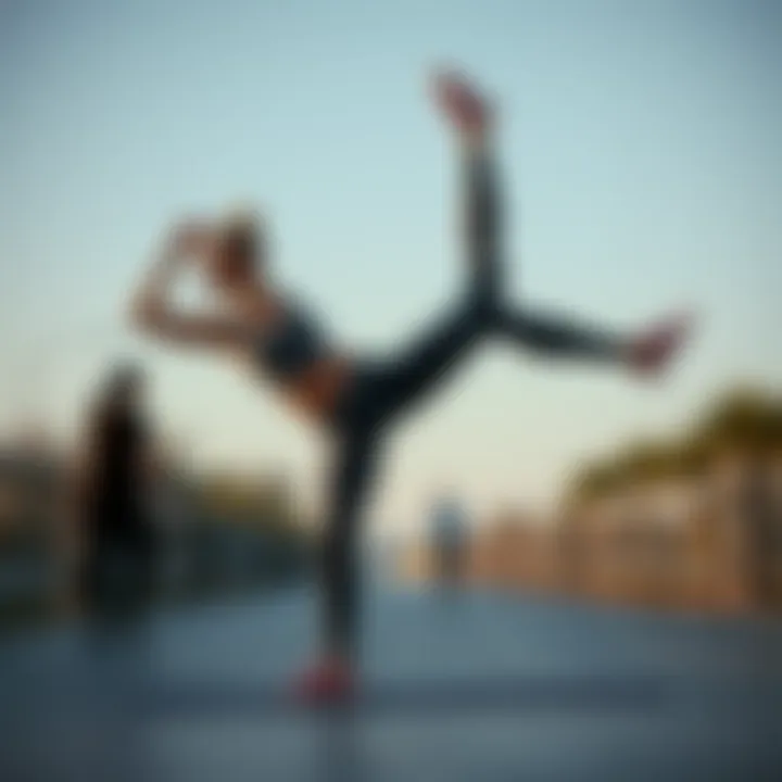 Dynamic yoga pose illustrating balance and strength.