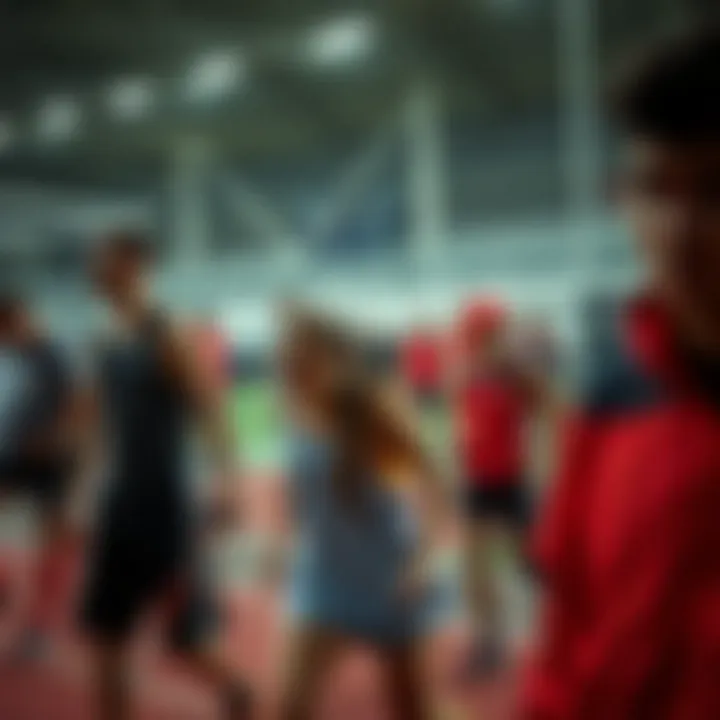 Group of individuals engaged in various sports activities wearing appropriate gear.