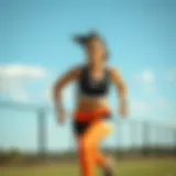 Dynamic athlete showcasing vibrant sportswear during an outdoor workout.
