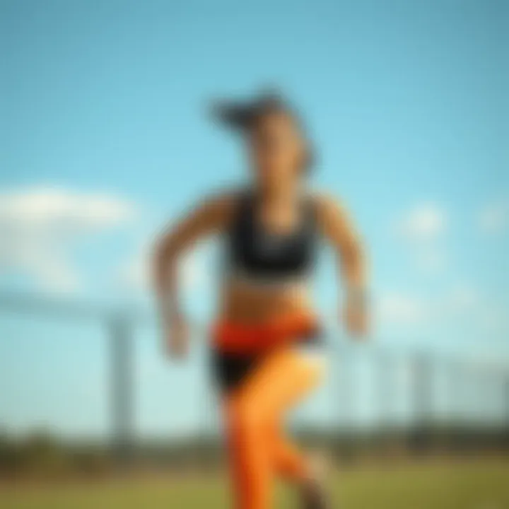 Dynamic athlete showcasing vibrant sportswear during an outdoor workout.
