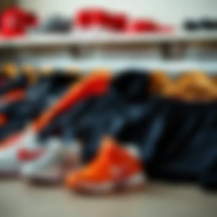 Stylish collection of modern sports attire laid out for selection.