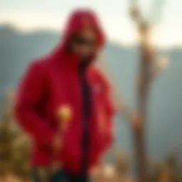 A stylish North Face jacket showcased in an outdoor setting