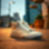 Urban Elegance: High-Top Sneakers Elegant high-top sneakers in a stylish urban setting