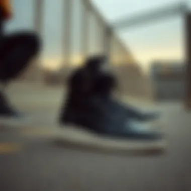 Trendy sports scene highlighting Adidas high-tops