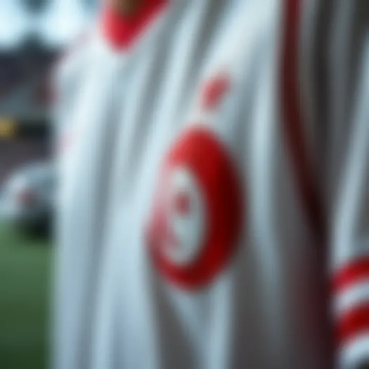 Close-up view of the intricate design details of the Turkish national jersey.