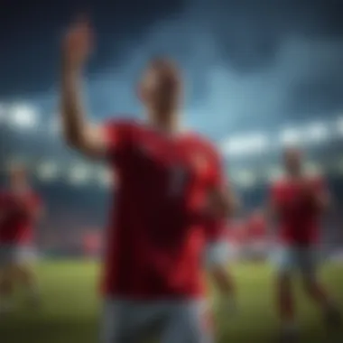 Celebration of a football match featuring the Turkish national team in the jersey.