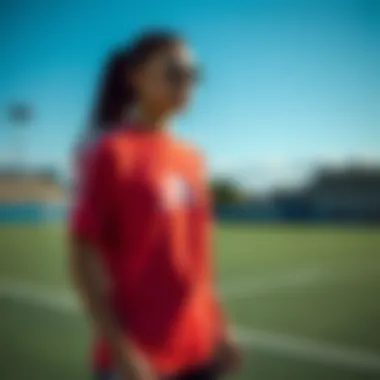 Stylish UV t-shirt in a sports setting