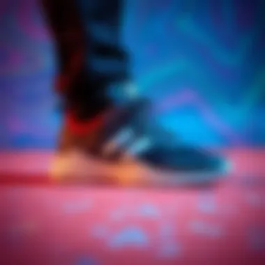 Stylish Z shoes on a vibrant background